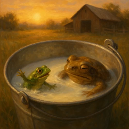Two Frogs in a bucket